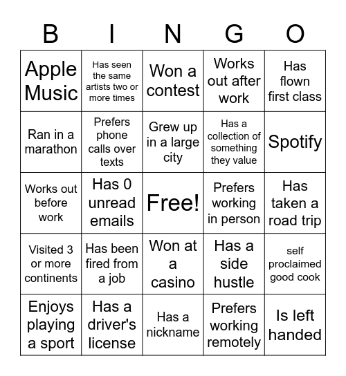 Project Lead Bingo Card