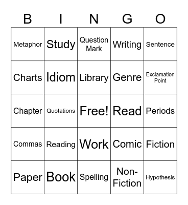 Reading BINGO Card