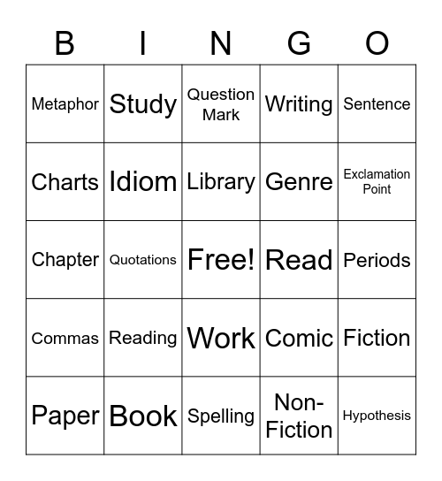 Reading BINGO Card