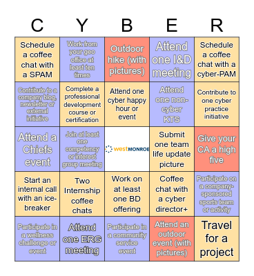 Cyber Practice Bingo (June - August 2023) Bingo Card