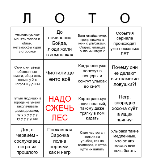ЖОПОЛОТО Bingo Card