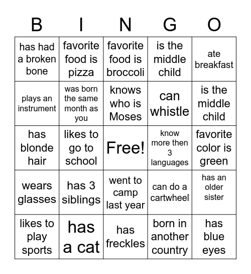 find someone who... Bingo Card