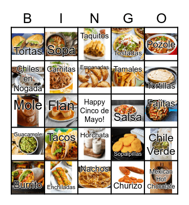 Mexican Food Bingo Card