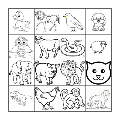 Animal Bingo Card