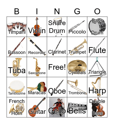 INSTRUMENTS Bingo Card