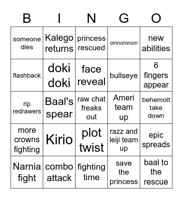 holding out for a hero Bingo Card