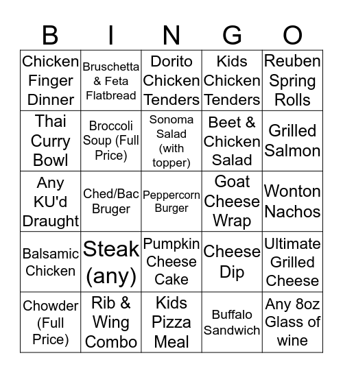 Staff Bingo Challenge Bingo Card
