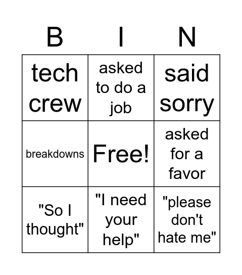5/31 Bingo Card