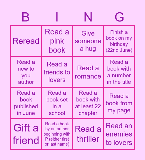 Bookish Birthday Bingo Card