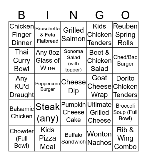 Staff Bingo Challenge Bingo Card