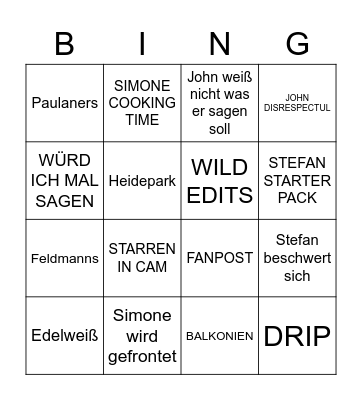Steffan und John Bingo Card