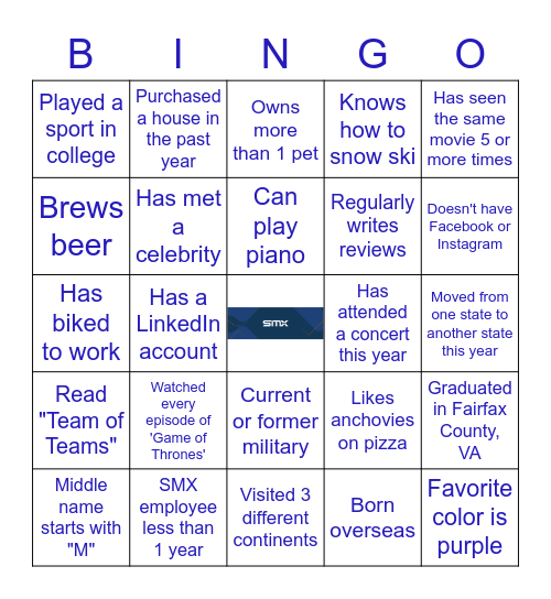 SMX BINGO Card