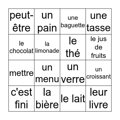 Deux croissants Bingo Card