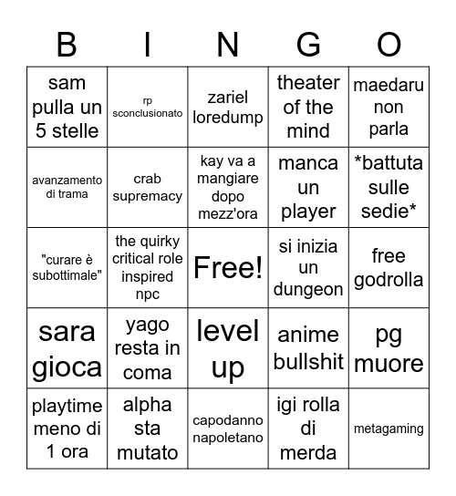 avernus bingo Card