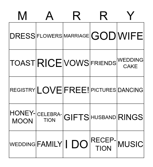 WEDDING BINGO Card