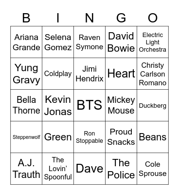 And You're Watching Disney Channel/Magical Music Bingo Card