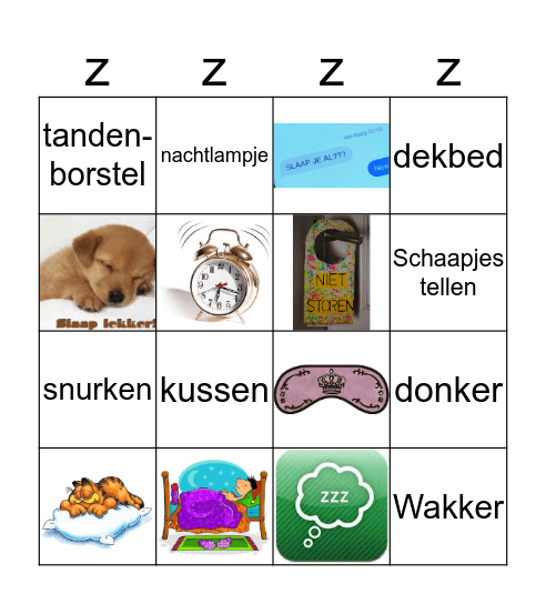 Slaapfeestje Bingo Card
