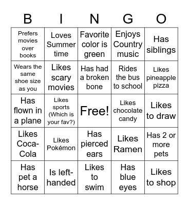 Get To Know You Bingo! Bingo Card