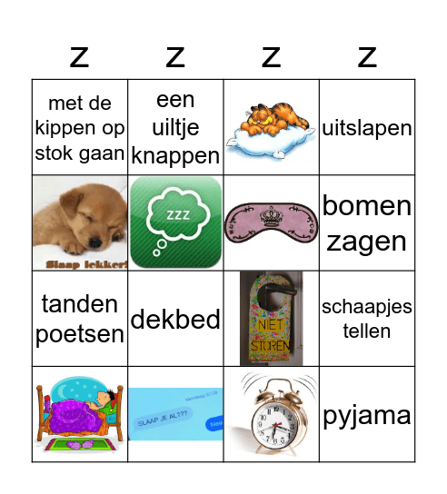 slaapfeestje Bingo Card