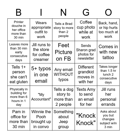 Trash Witch Bingo Card