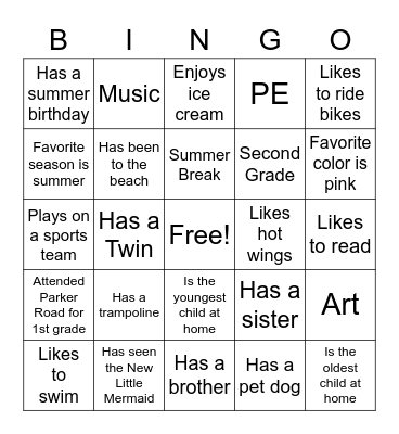 Last Day of School Bingo Card