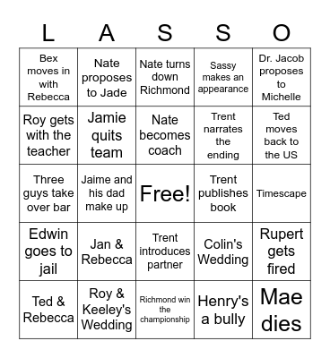 Ted Lasso Season 3 Finale Bingo Card