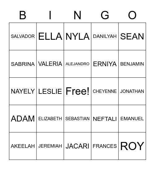 PERIOD 4 Bingo Card