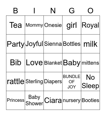 Baby Bingo Card