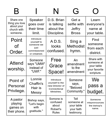 Annual Conference Bingo! Bingo Card