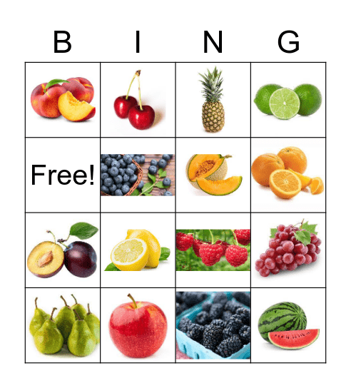 Fruit Bingo Card