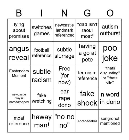 benson bingo Card