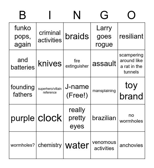 The Vanishing Stair Bingo Card