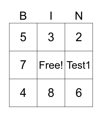 Test Bingo Card