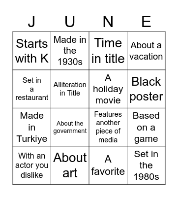 June Bingo Card