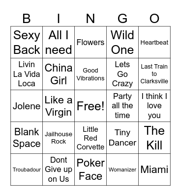 Actors / Singers Bingo Card