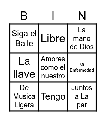 BINGO MUSICAL Bingo Card