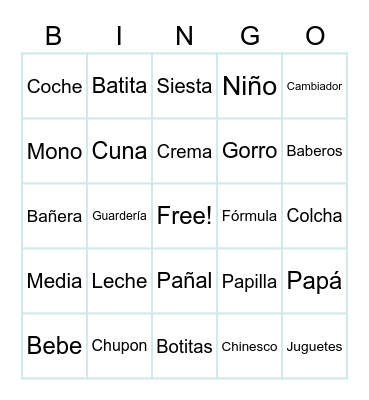 Baby Shower - David Bingo Card
