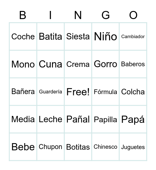 Baby Shower - David Bingo Card