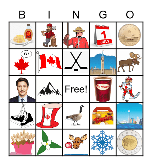 Canada Day Bingo Card