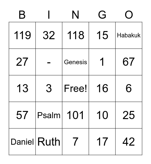 Biblical Bingo Card