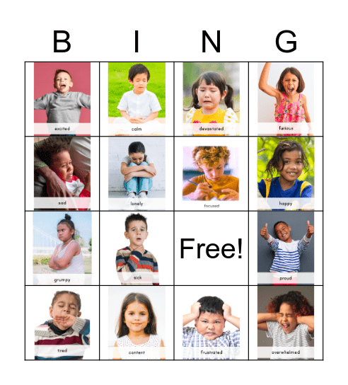 Zones of Regulation Bingo Card