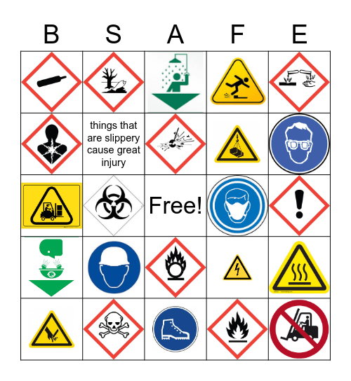 Safety Pictograms-Know Your Hazards Bingo Card