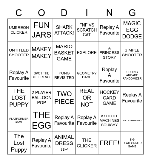 GPN CODING ARCADE 2023 Bingo Card