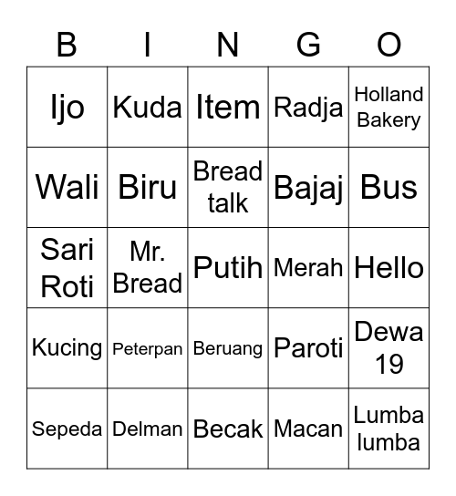 Bingo punya Adji Bingo Card