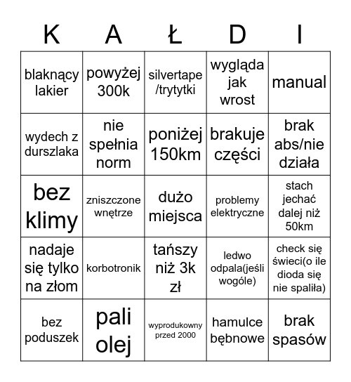 Audi osiąt Bingo Card