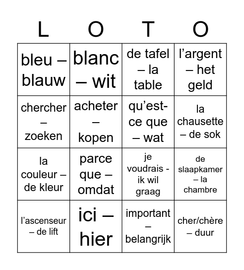 1mh3 voca U1 t/m U5 Bingo Card