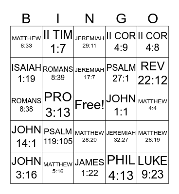 BIBLE TRIVIA BINGO Card