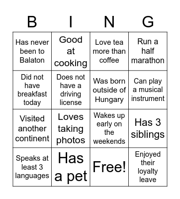 Find someone who Bingo Card