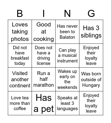 Find someone who.. Bingo Card