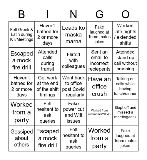 Time to know your colleagues! Bingo Card